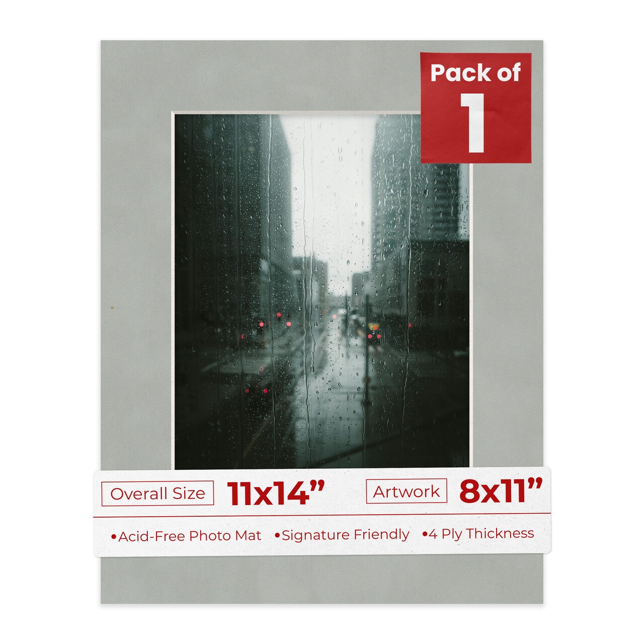 Light Grey Suede Mat Board for 11x14 Frames - Fits 8x11 Photos